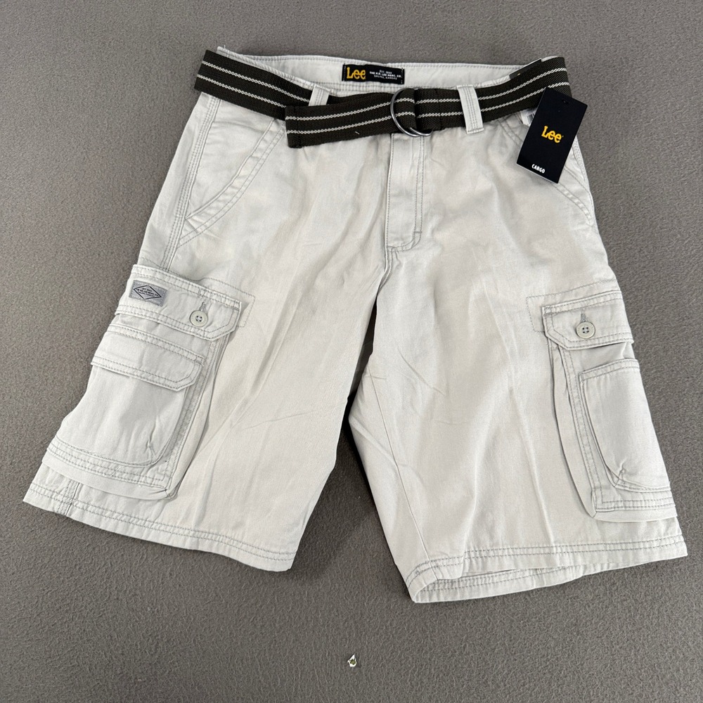 Lee Cargo Shorts Mens Size 30 Cadet Gray Relaxed Fit With Belt 102183384